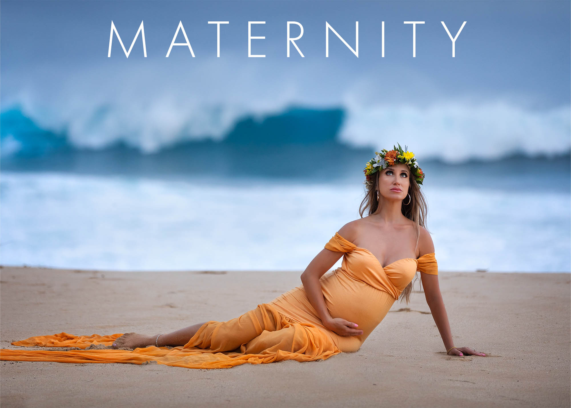 Maternity Photographer, pregnant woman stands before the ocean
